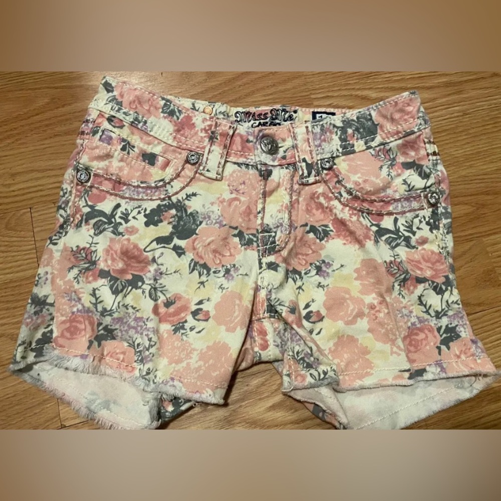 Miss Me Teens Juniors Floral Shorts Cutoffs Cargo Rose Size 12